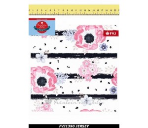 Jersey - Frl. von Julie schwarz weiß gestreift Blüten